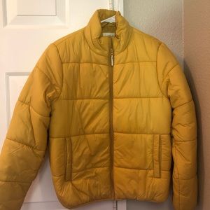 Yellow puffer coat